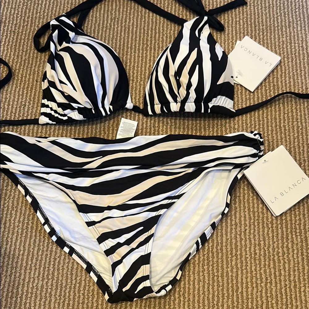 La Blanca Black and White Zebra Print Bikini